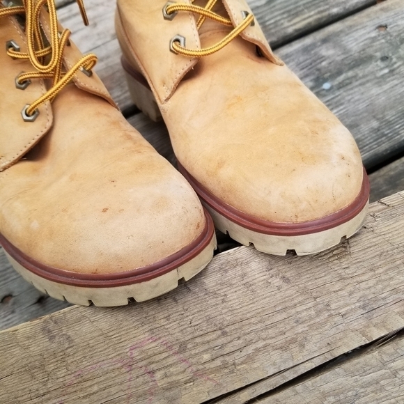 Timberland Wheat Nubuck Leather Faux Fur Trimmed Lace-up Work Utility Boots 8.5 - Picture 5 of 6